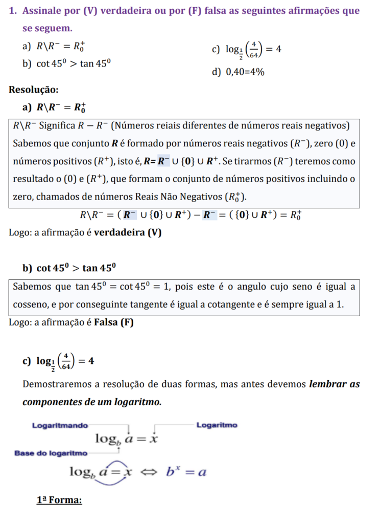 Resolução do Exame de Matemática 10ª classe (2022) - 1ª Chamada (Exercicio1)