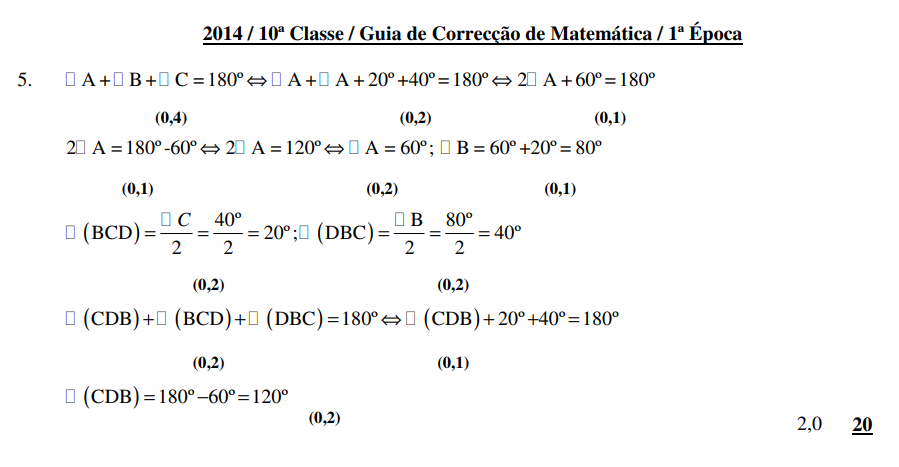 Resolução do Exame de Matemática 10ª classe (2014) - 1ª Época